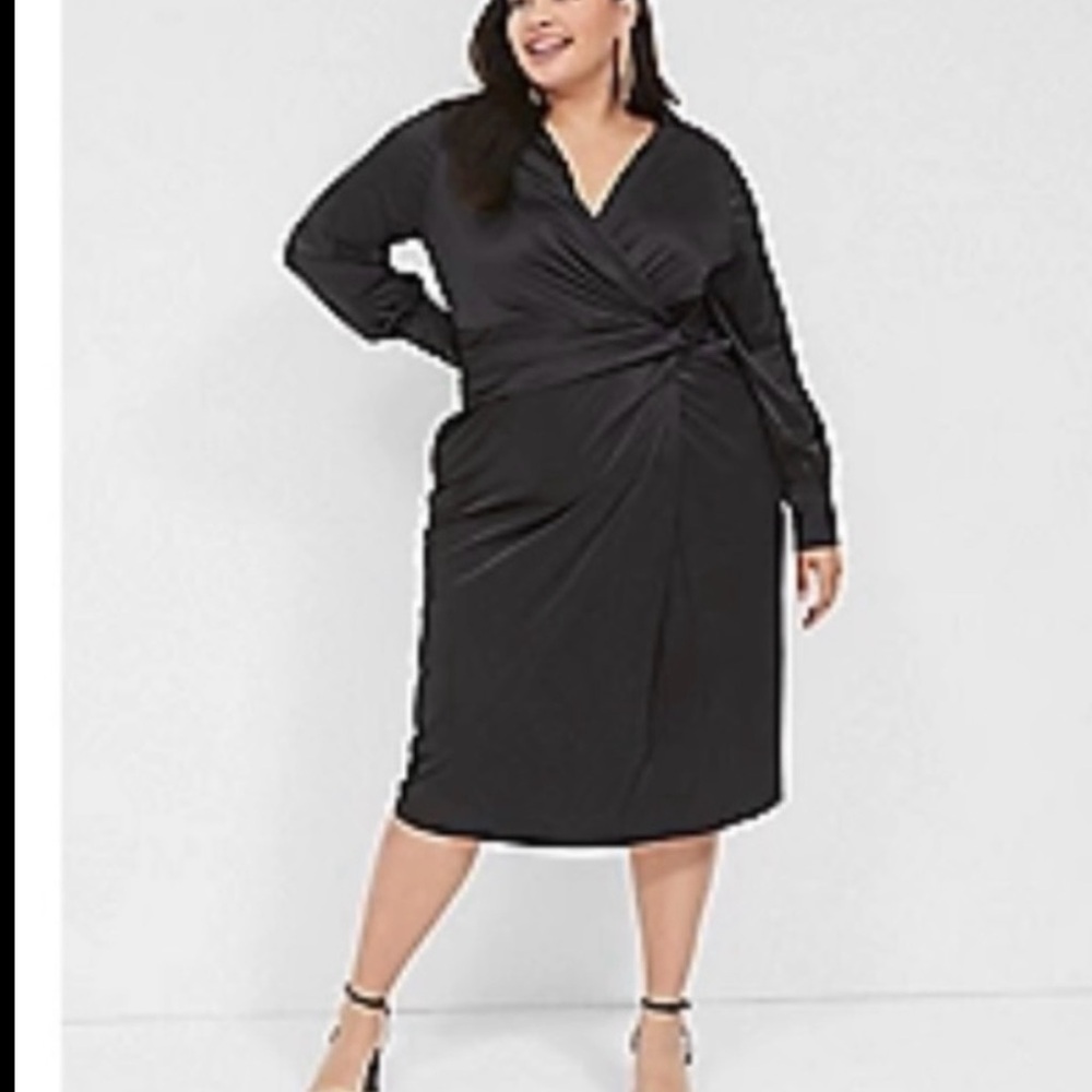 Lane Bryant Black Long Sleeve Wrap Dress